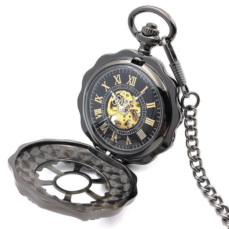 montre gousset homme squelette ouverte - steampunk store