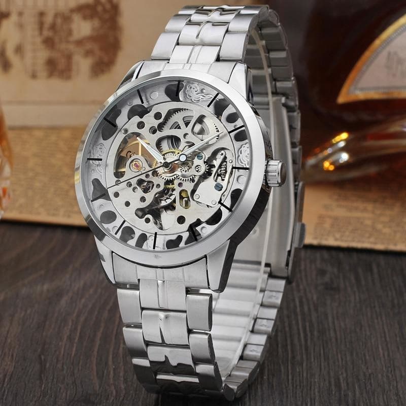 Montre Homme Mecanisme Apparent argent | Steampunk Store