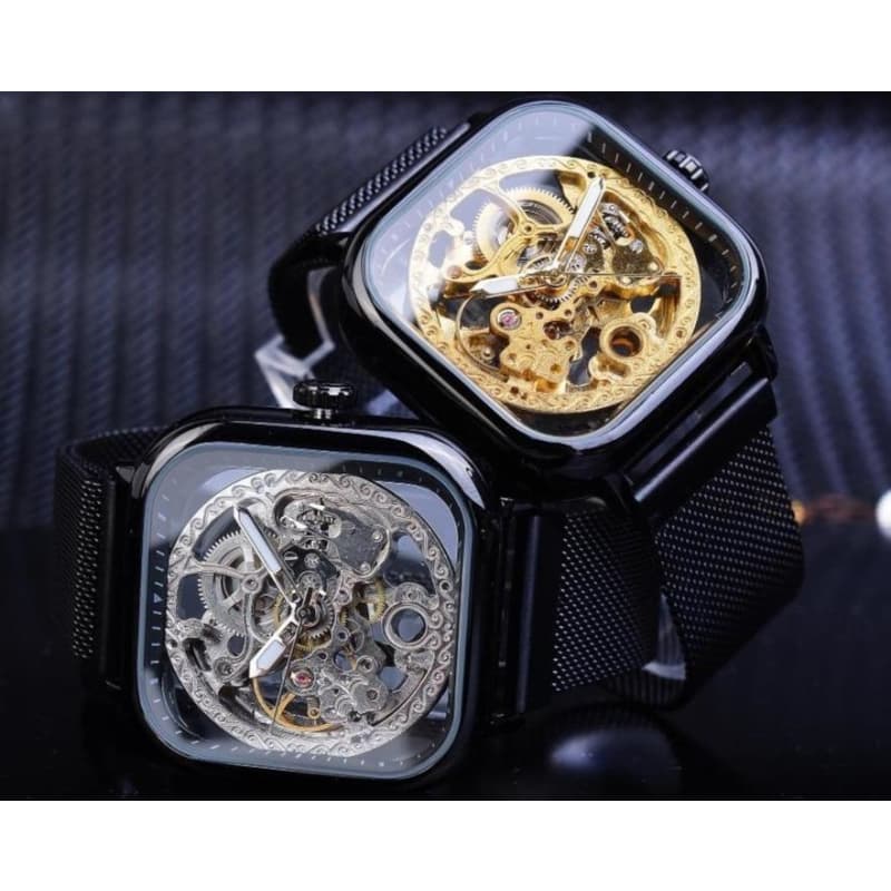 Montre Squelette Carré Homme collection | Steampunk Store