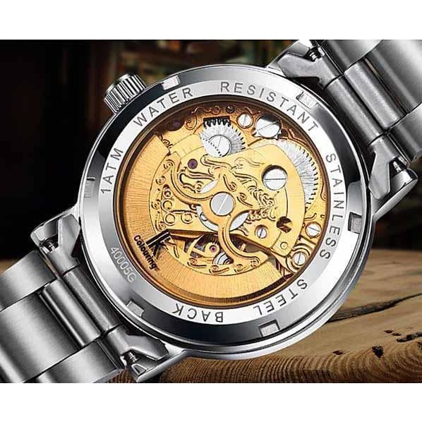 Montre Squelette Femme Argent touche d'or vue arriere 2| Steampunk-Store