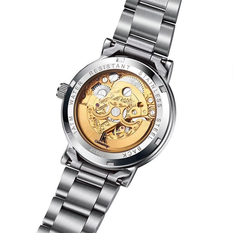 Montre Squelette Femme Argent vue arriere | Steampunk-Store