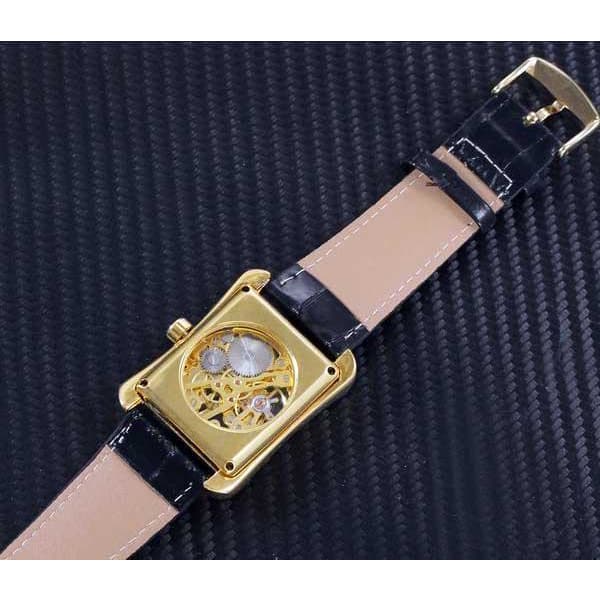 Montre Squelette Femme Rectangulaire vue retournée- steampunk store