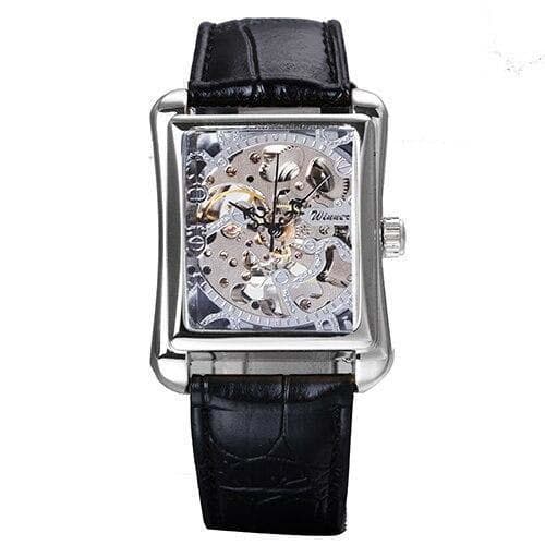 Montre Squelette Femme Rectangulaire argent- steampunk store