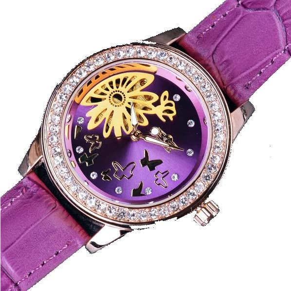 Montre Squelette Femme Violette à plat- Steampunk store