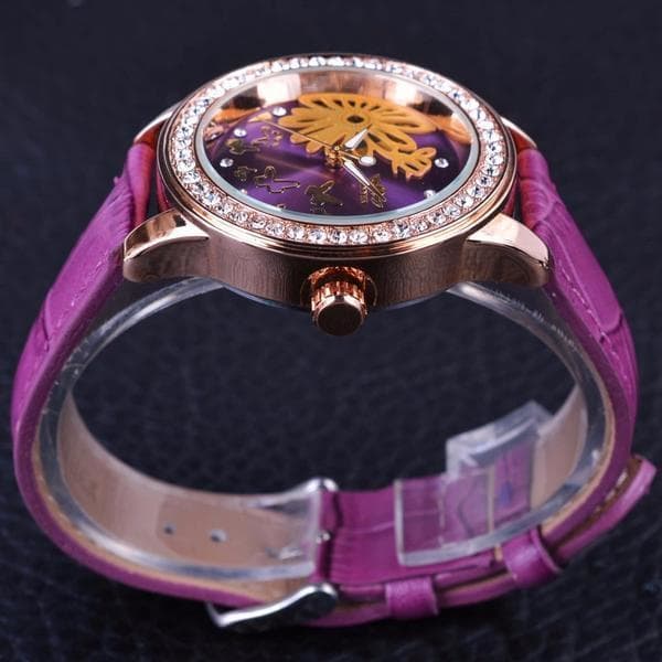 Montre Squelette Femme Violette sur le coté - Steampunk store