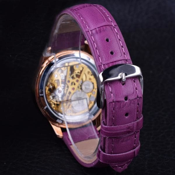 Montre Squelette Femme Violette vue bracelet - Steampunk store