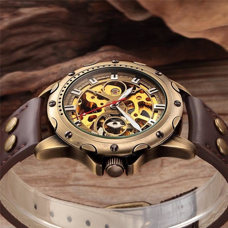 Montre Squelette Homme Pas Cher vue latérale | Steampunk Store