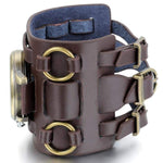 Montre Aviateur Homme bracelet en cuir marron vue de coté | Steampunk-Store
