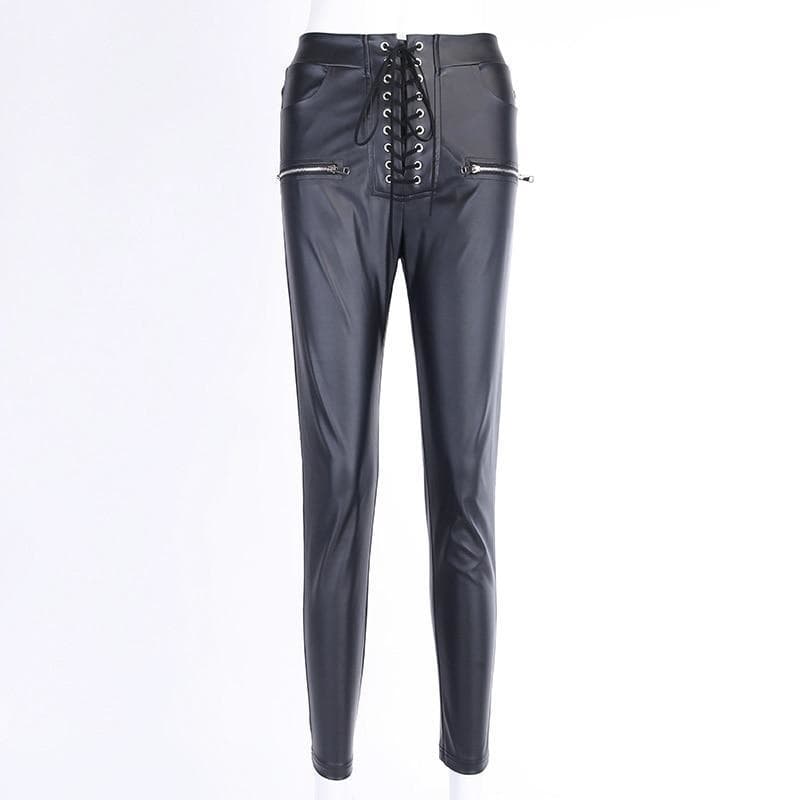 Pantalon Simili Cuir Femme Taille Haute