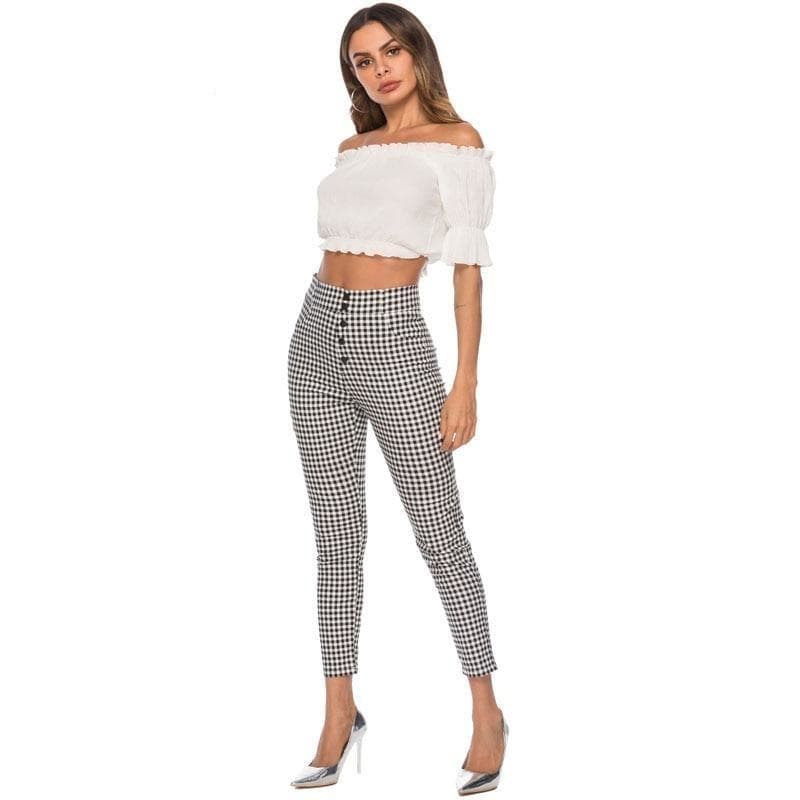 Pantalon quadrillé femme hot sale