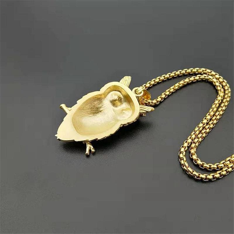 Pendentif Hibou Plaqué Or arrière | Steampunk Store