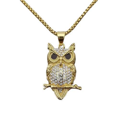 Pendentif Hibou Plaqué Or | Steampunk Store