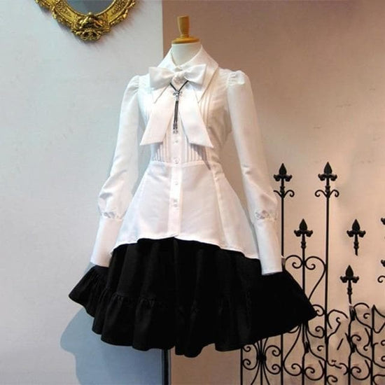 Robe Noire Lolita blanche | Steampunk Store