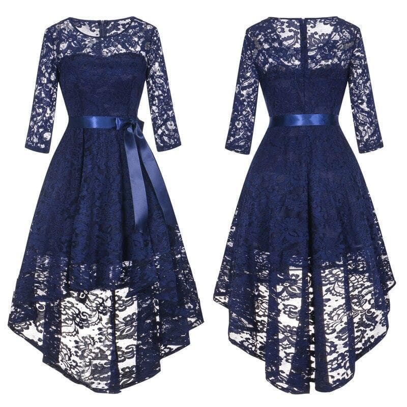 Robe rétro vintage bleu marine avant et arriere | Steampunk-Store