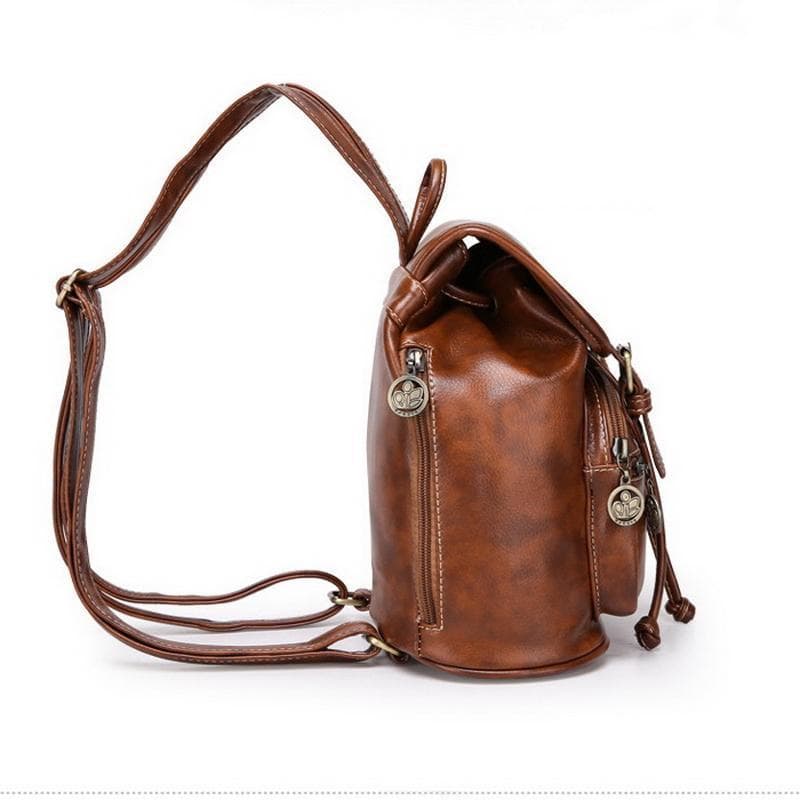 Sac à Dos en Cuir Femme Vintage sur le coté | Steampunk Store