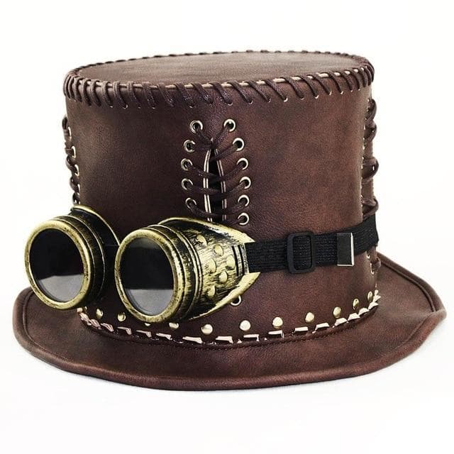 Chapeau Steampunk Cuir avec lunettes | Steampunk Store