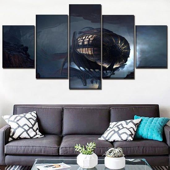 Tableau zeppelin dans un salon | Steampunk Store