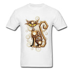 Tee Shirt Motif Chat Blanc - Steampunk Store