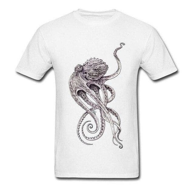 Tee Shirt Poulpe blanc | Steampunk Store